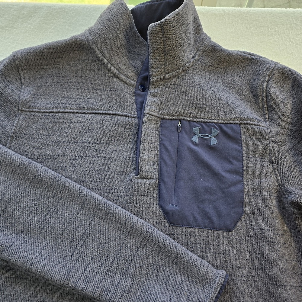 Under Armour Specialist Henley 2.0 Mens M Fleece Pullover Sweater Navy Old Money - Picture 3 of 10